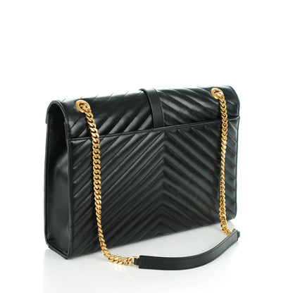 Saint Laurent Smooth Calfskin Matelasse Large Classic Monogram Satchel Black 3 of 8