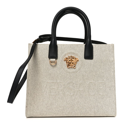 Versace Canvas Calfskin La Medusa Small Tote Bag Beige 1 of 9