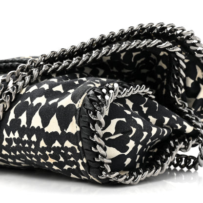 Stella McCartney Cotton Canvas Hearts Falabella Fold Over Tote Black White 8 of 12