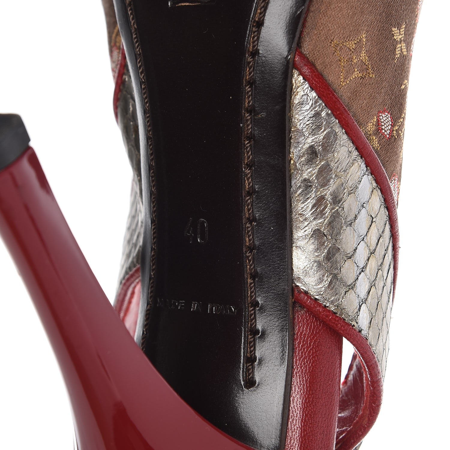 Louis Vuitton Satin Monogram Cherry Blossom Slingback Pumps 40 Red 10 of 14