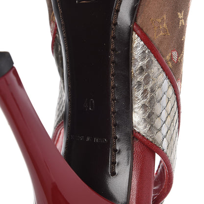 Louis Vuitton Satin Monogram Cherry Blossom Slingback Pumps 40 Red 10 of 14
