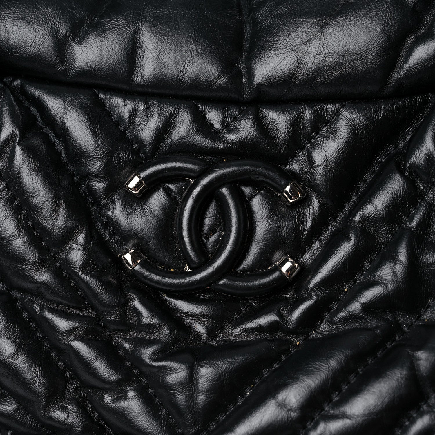 Chanel Aged Calfskin Chevron Medium Soft Bowling Bag Black 14 of 18