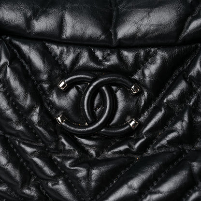 Chanel Aged Calfskin Chevron Medium Soft Bowling Bag Black 14 of 18