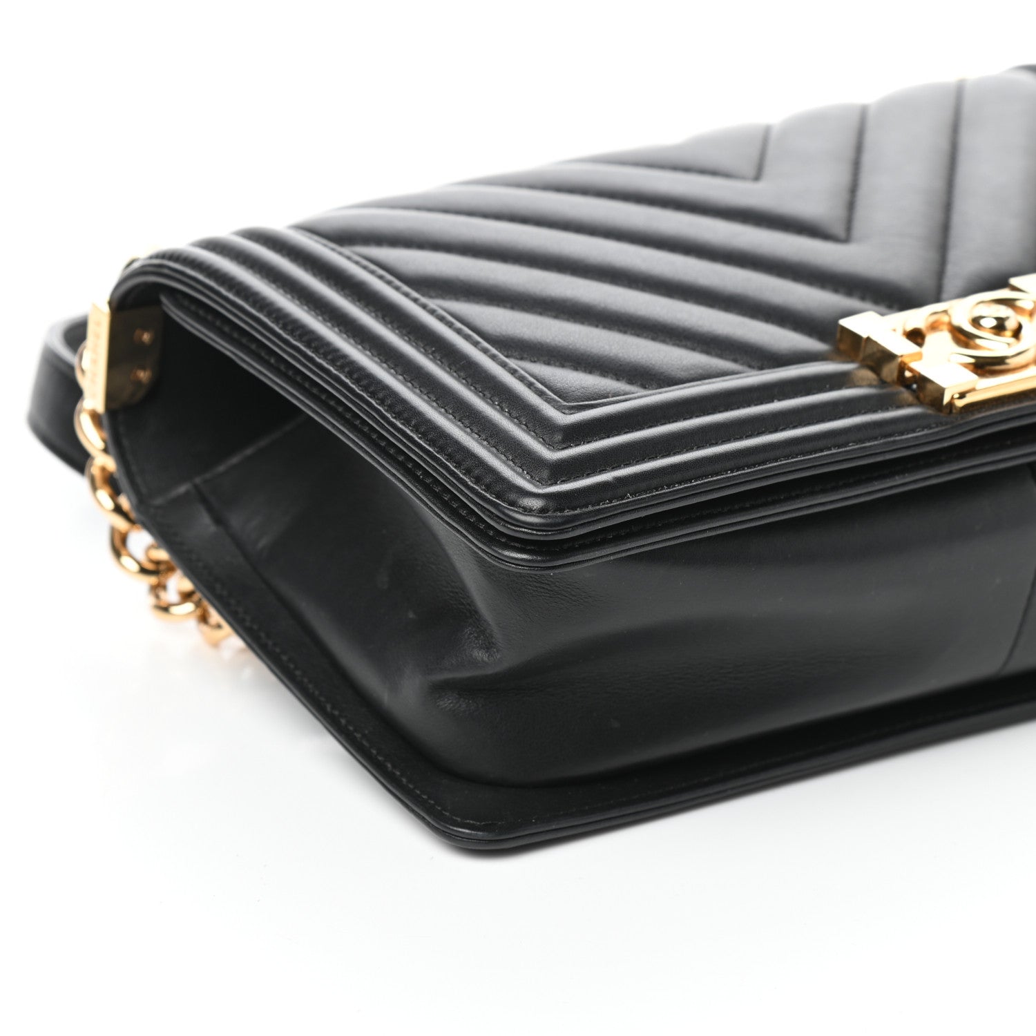 Chanel Calfskin Chevron Quilted Medium Boy Flap Black 8 of 9
