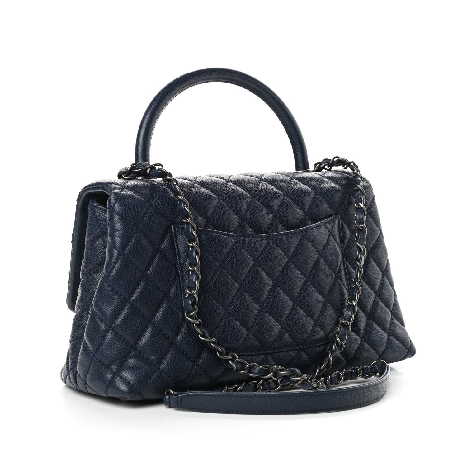 Chanel Caviar Quilted Small Coco Handle Flap Navy 3 of 10