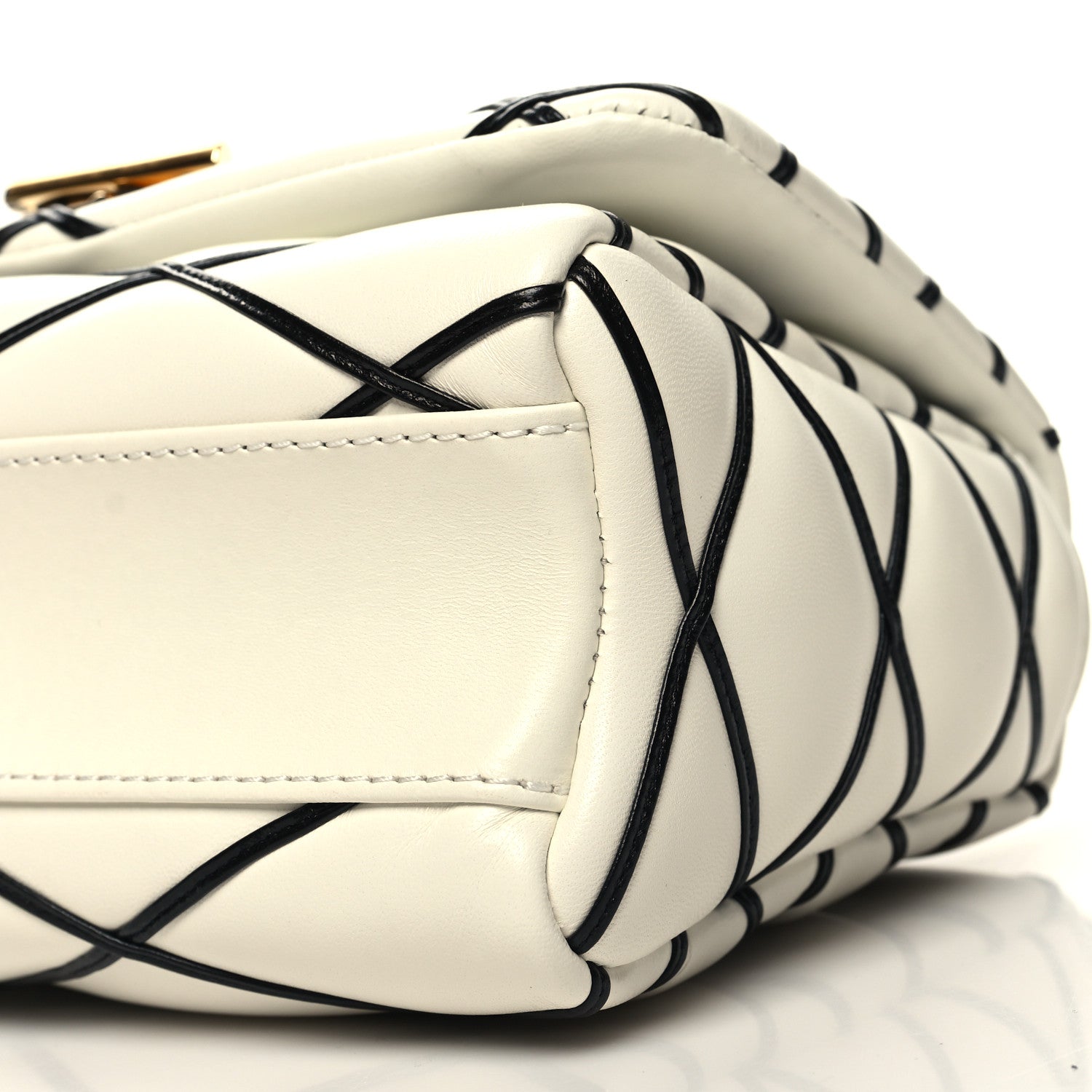 Louis Vuitton Lambskin Malletage Top Handle GO-14 MM White Black 10 of 11