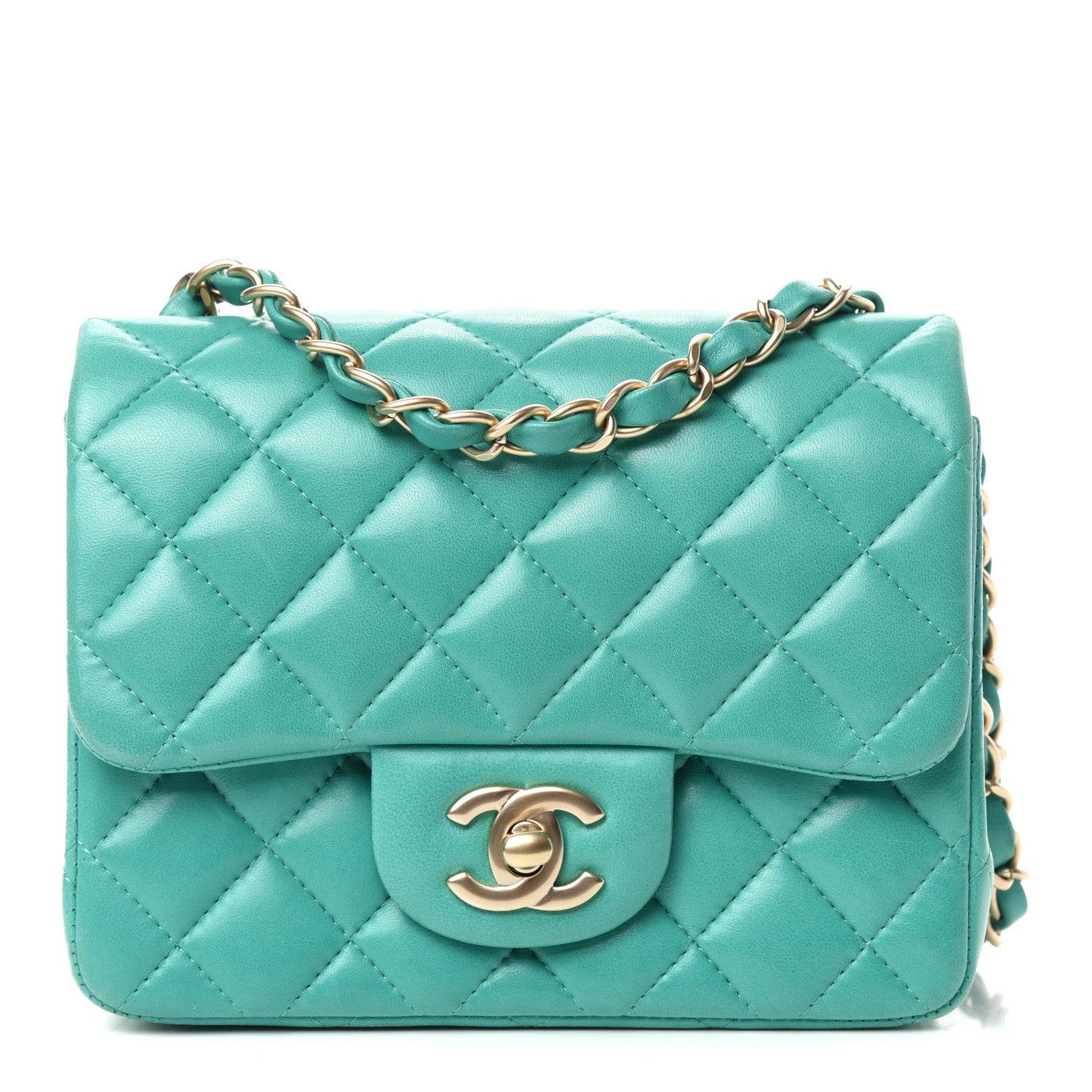 Chanel Lambskin Quilted Mini Square Flap Green 1 of 10