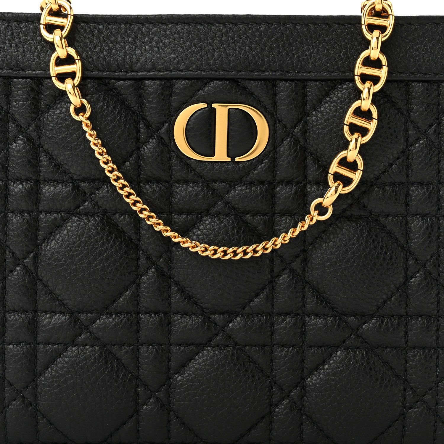 Christian Dior Calfskin Cannage Caro Zipped Pouch With Chain Black 8 of 11