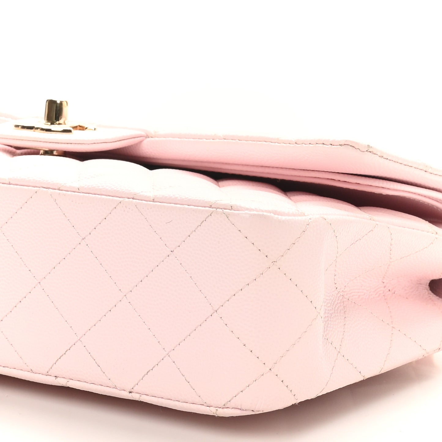 Caviar Quilted Medium Double Flap Light Pink