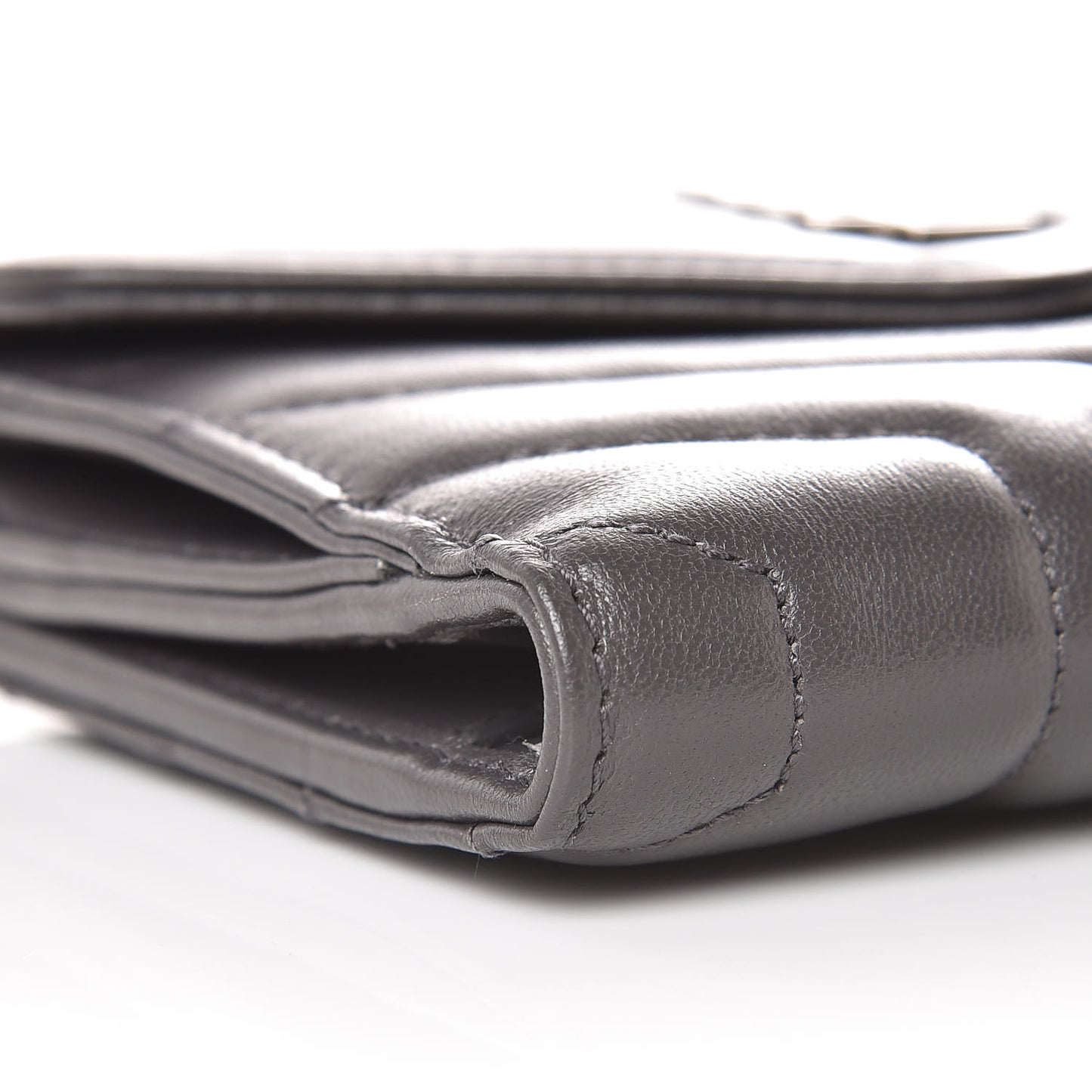 Lambskin Y Quilted Monogram Compact Loulou Wallet Asphalt