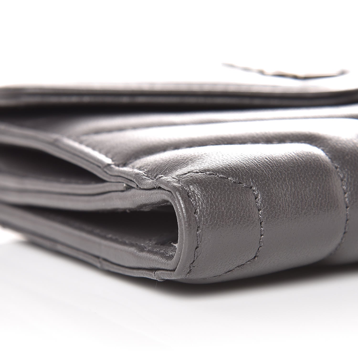Saint Laurent Lambskin Y Quilted Monogram Compact Loulou Wallet Asphalt 8 of 9