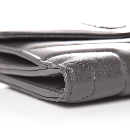 Saint Laurent Lambskin Y Quilted Monogram Compact Loulou Wallet Asphalt 8 of 9