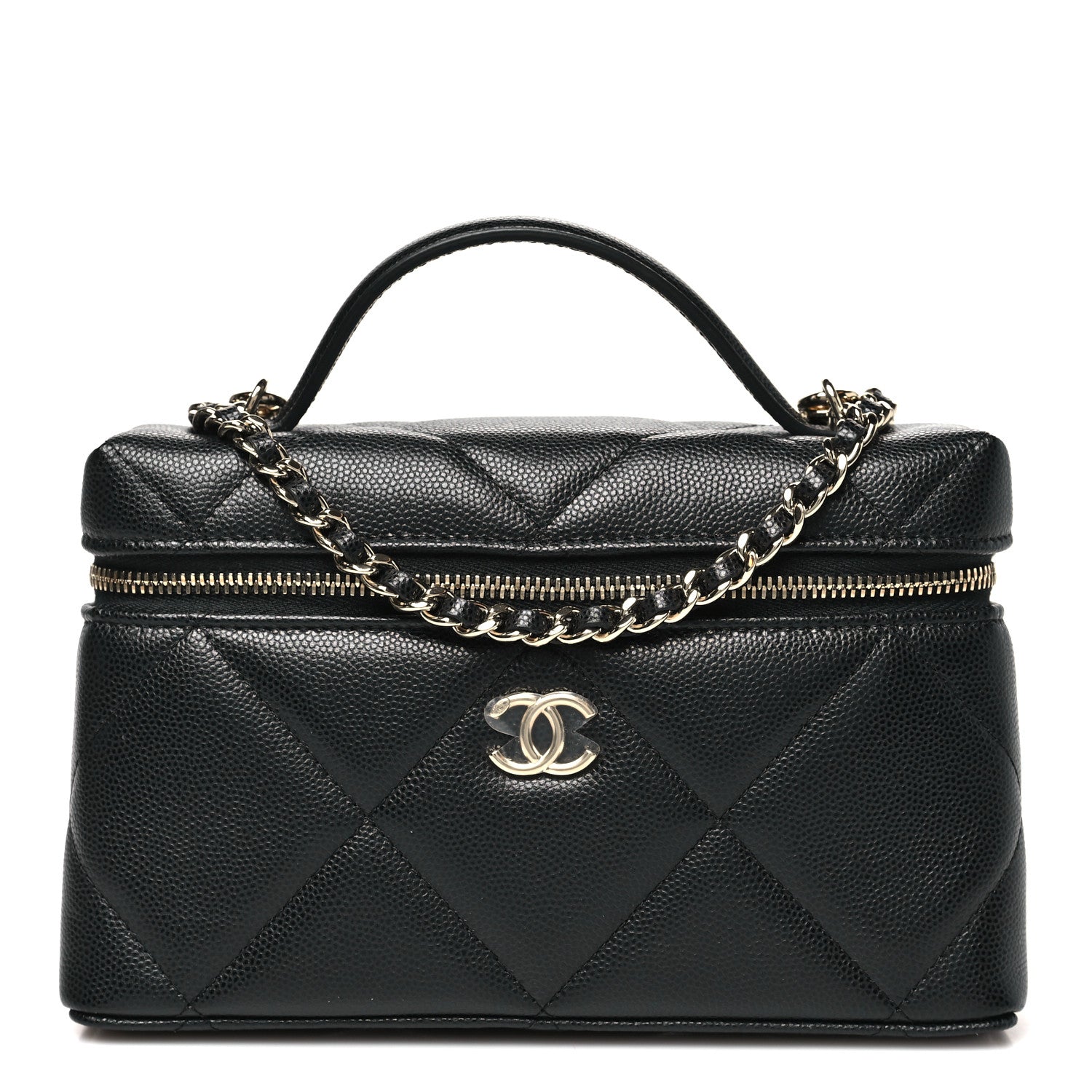 Chanel Caviar Quilted Top Handle Slim Vanity With Chain Black 1 of 11
