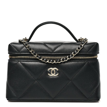Chanel Caviar Quilted Top Handle Slim Vanity With Chain Black 1 of 11