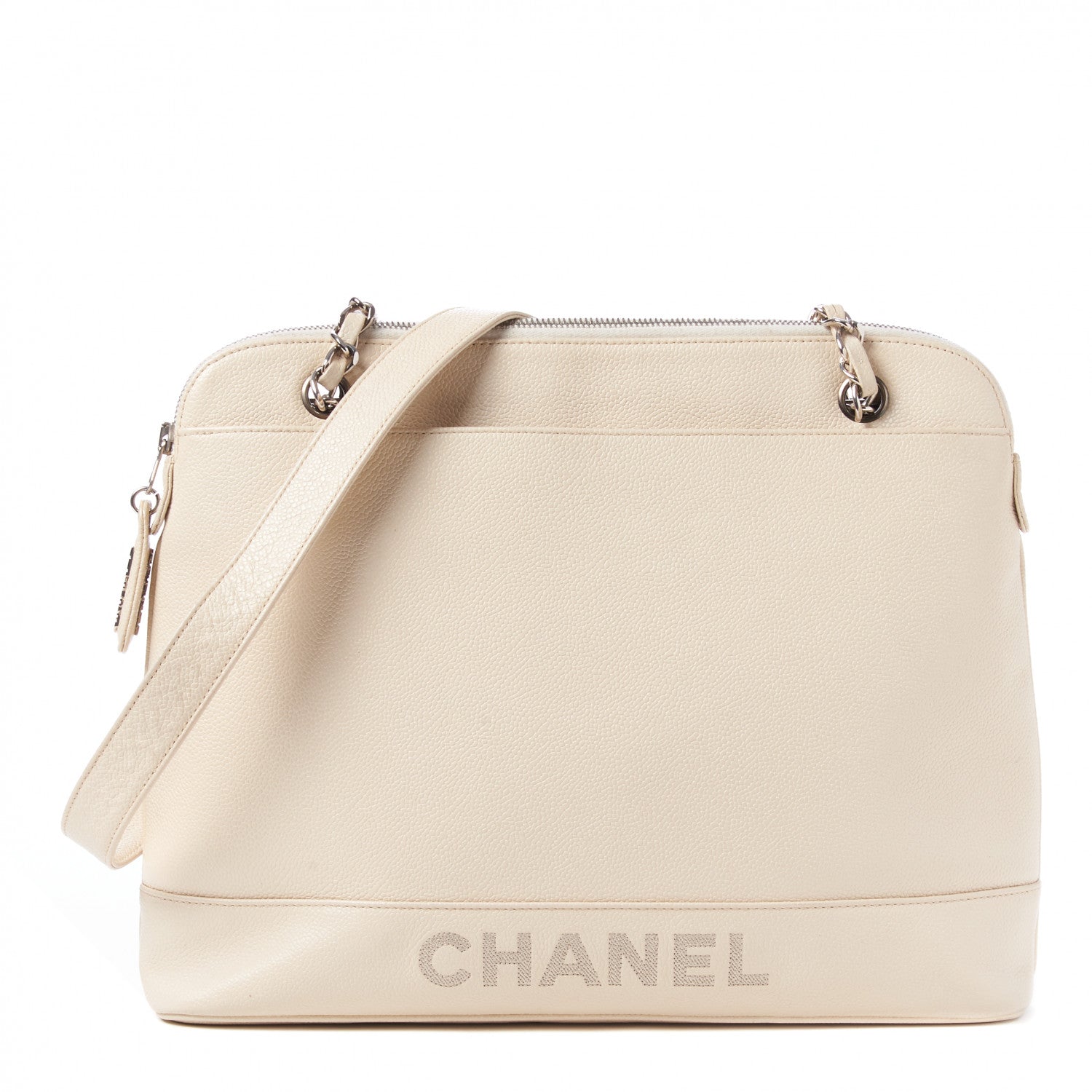 Chanel Caviar Large CC Shoulder Bag Ivory 1 of 12