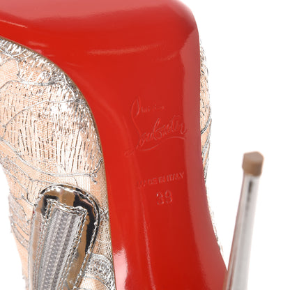 Christian Louboutin Lace Lurex Specchio Gipsybootie 100 Ankle Boots 39 Silver 6 of 8