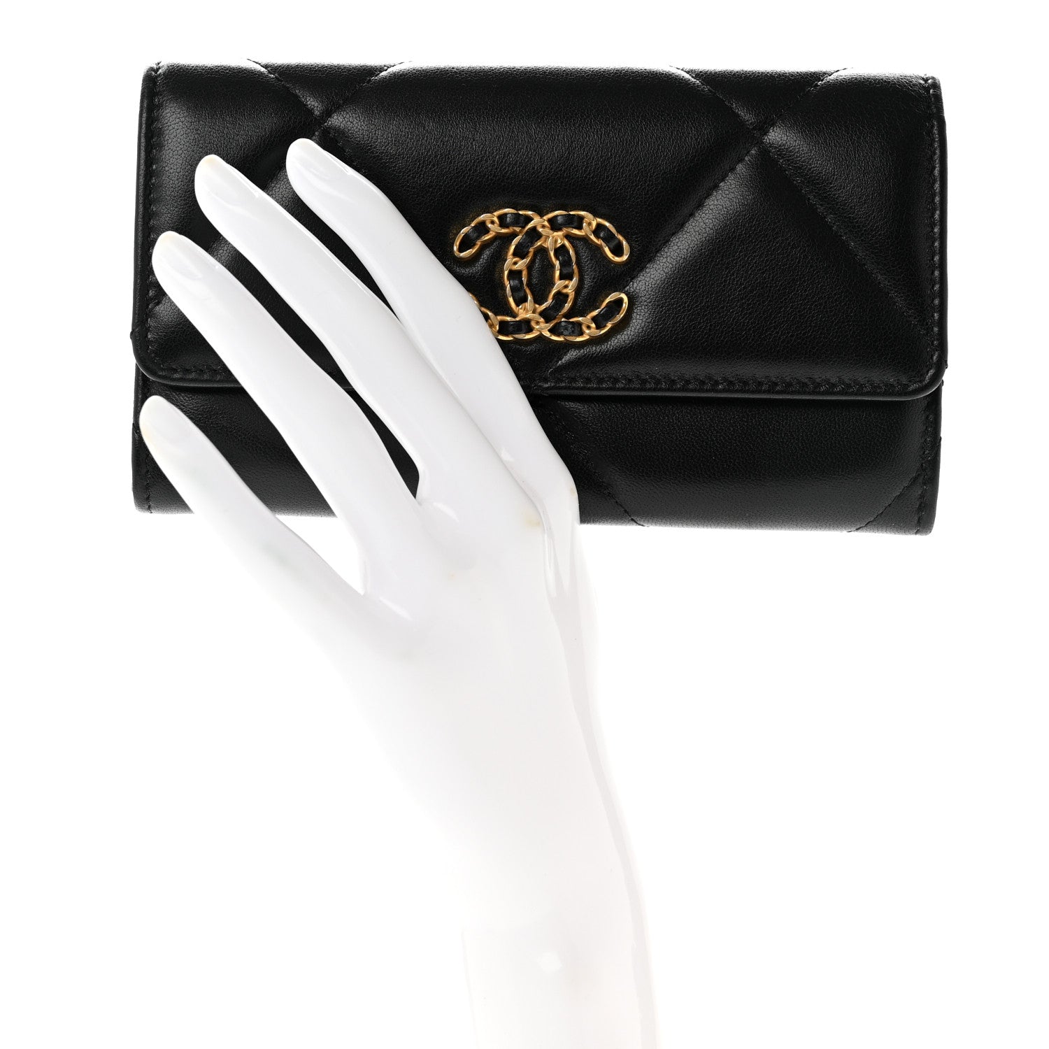 Chanel Lambskin Quilted Chanel 19 Flap Wallet Black 2 of 8