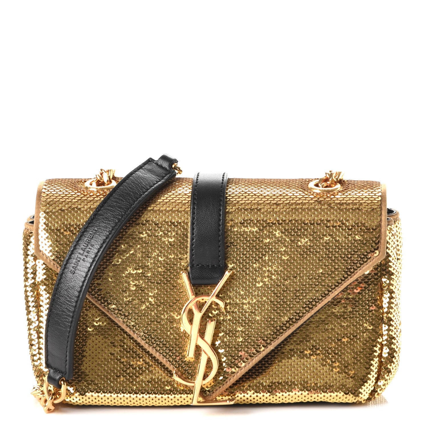 Saint Laurent Sequin Calfskin Classic Monogram Baby Crossbody Gold 1 of 8