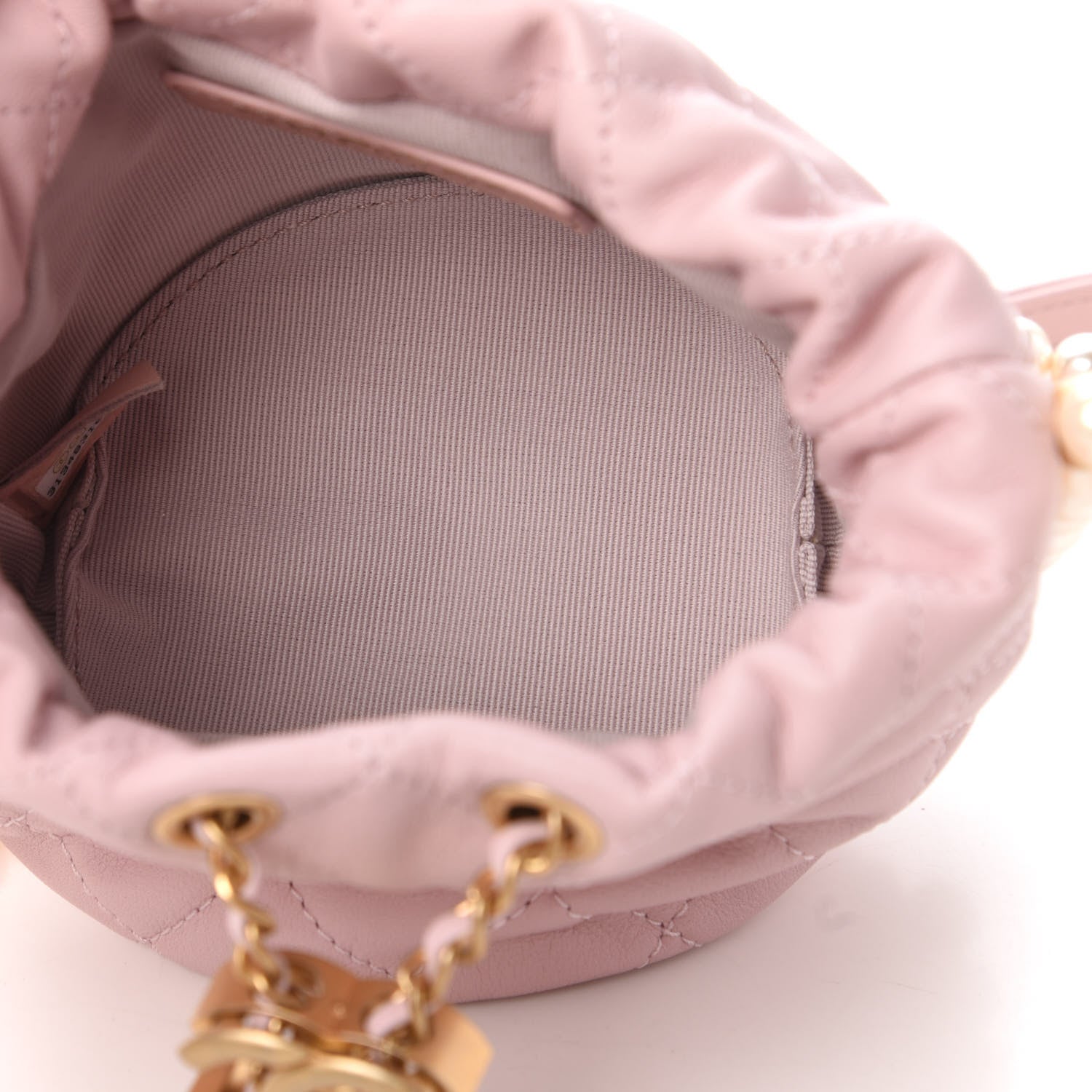 Chanel Calfskin Quilted Pearl Mini About Pearls Drawstring Bucket Light Pink 5 of 11