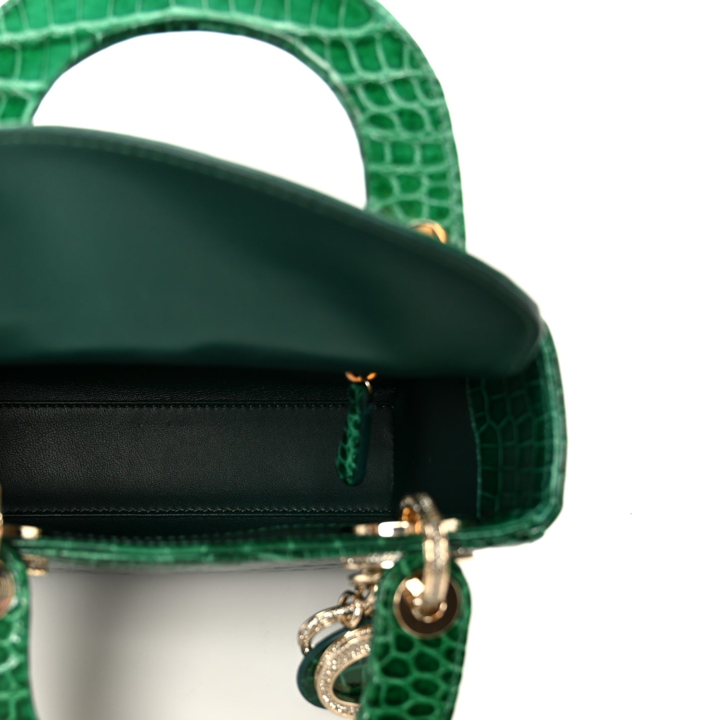 Crocodile Crystal Mini Lady Dior Green