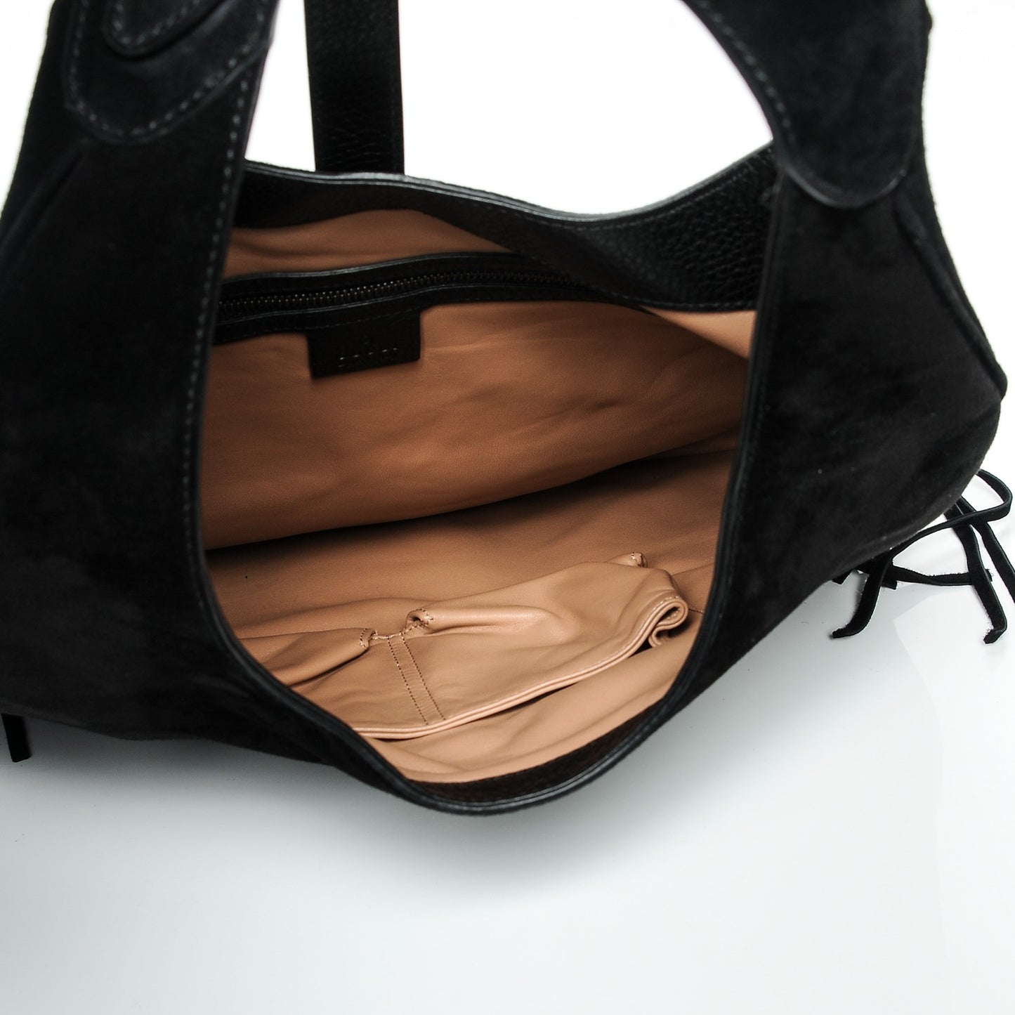Suede Large New Jackie Nouveau Fringe Hobo Black