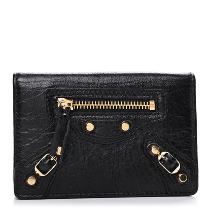 Balenciaga Agneau Classic Gold Hardware Card Case Black 1 of 6