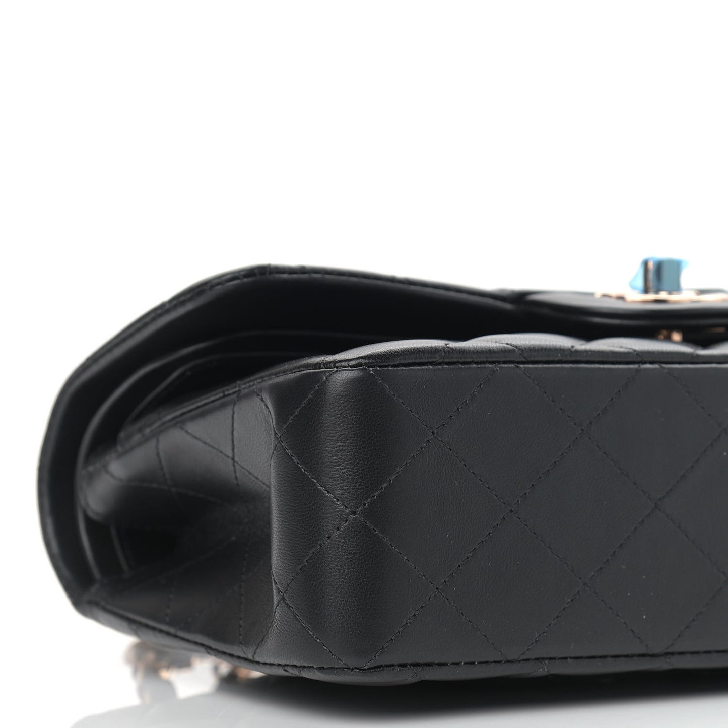 Lambskin Quilted Small Double Flap Black
