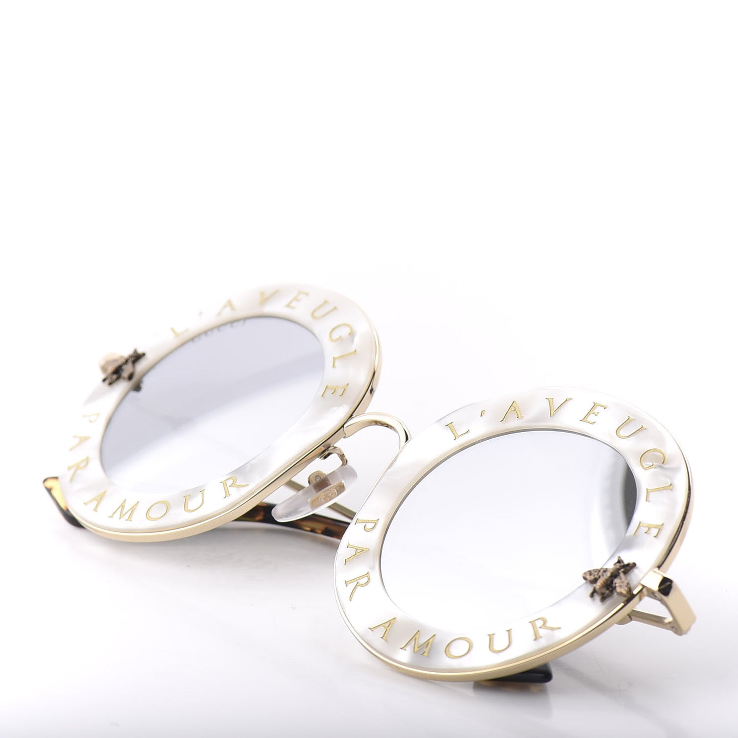 Metal L'Aveugle Par Amour Round Frame Sunglasses GG0113S White