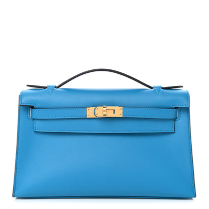 Hermes Swift Kelly Pochette Clutch Bleu Zanzibar 1 of 9