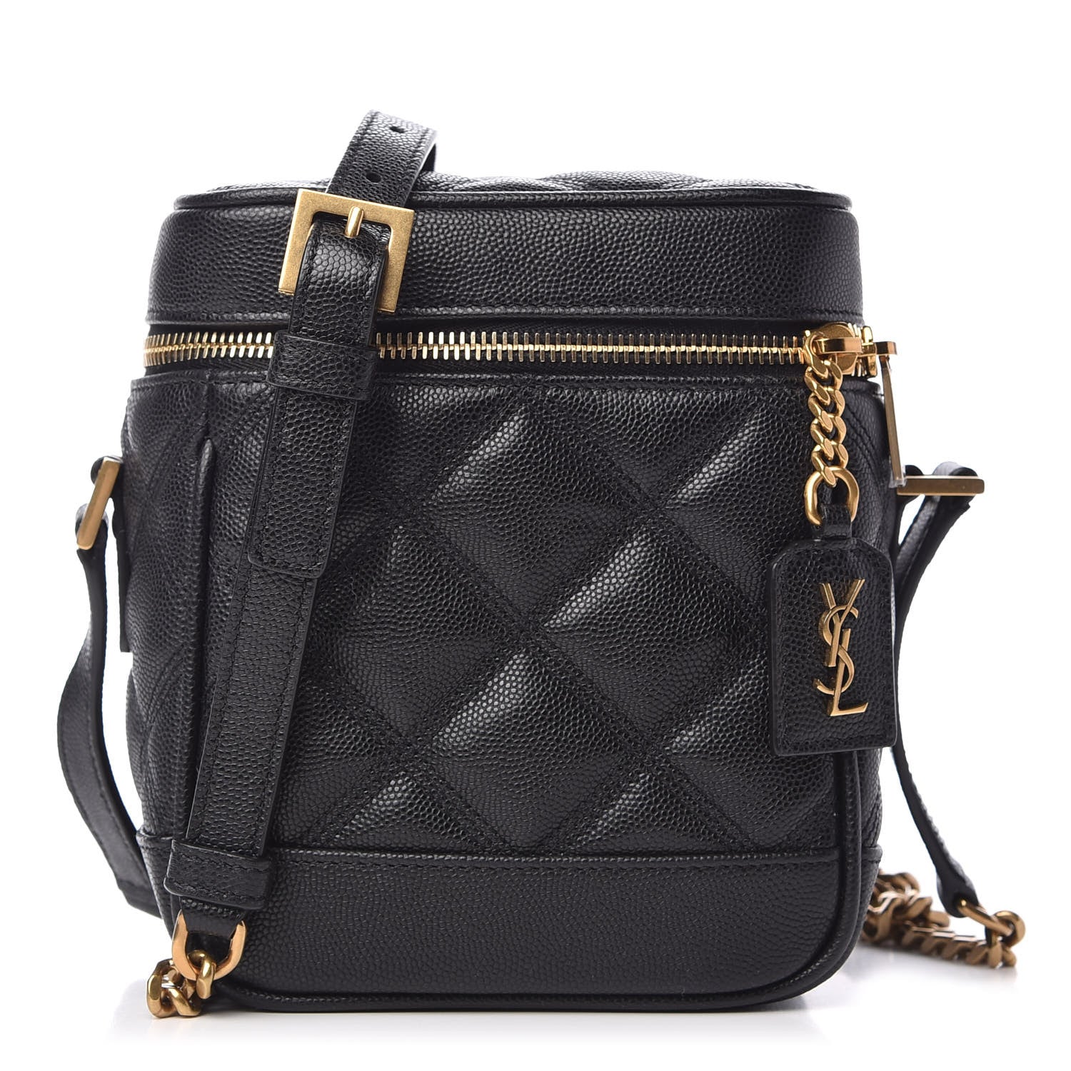 Saint Laurent Grain de Poudre Quilted 80's Vanity Bag Black 1 of 9