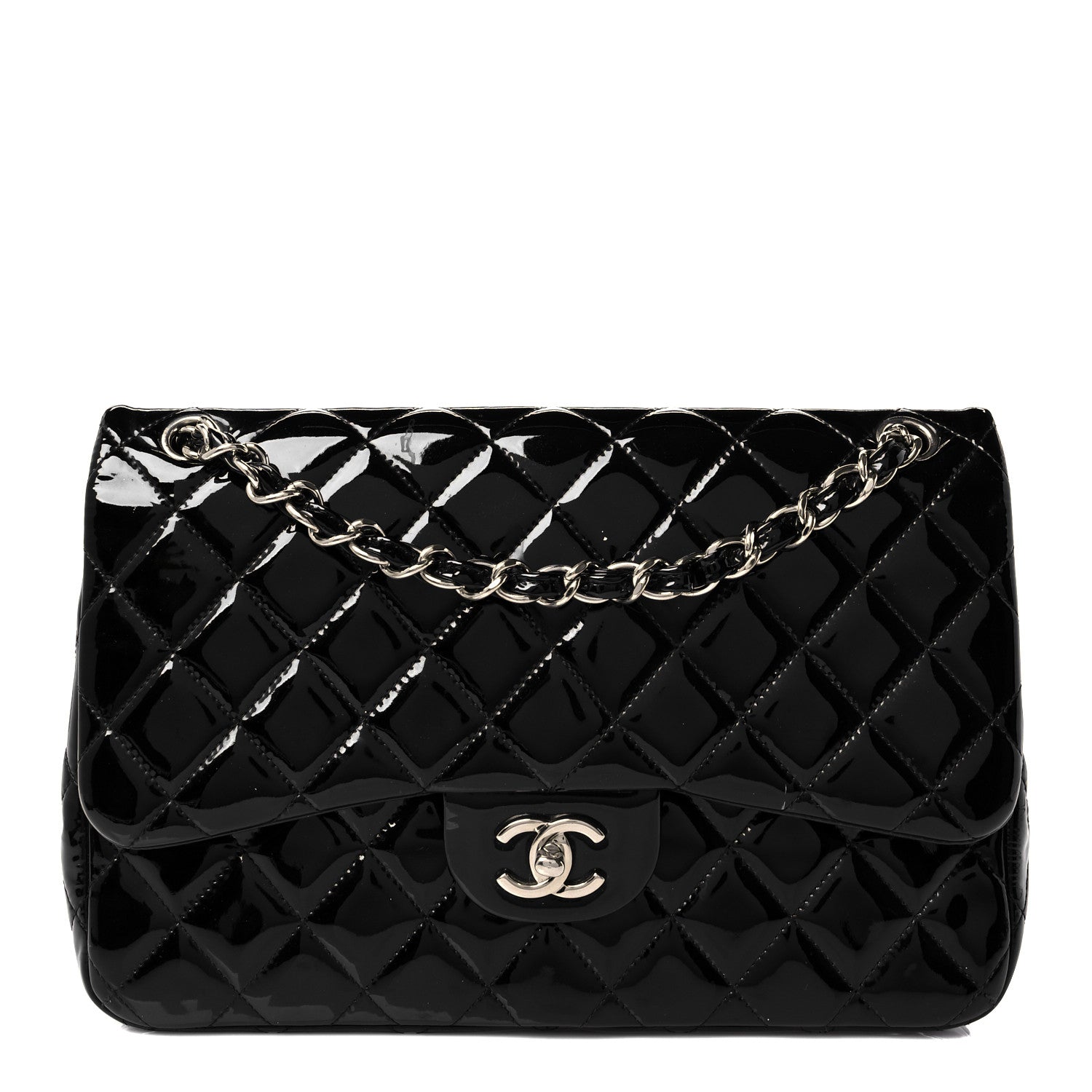 Chanel Patent Quilted Jumbo Double Flap Black 1 of 11