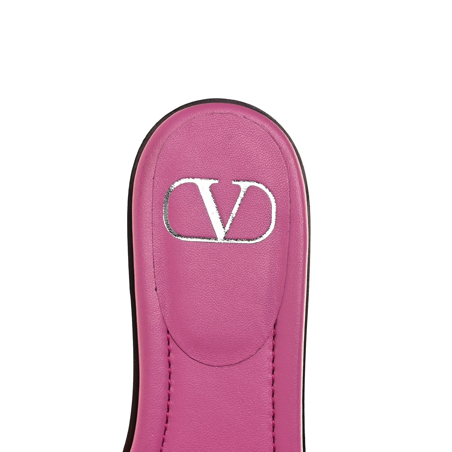 Valentino Garavani Patent Vlogo Flat Slide Sandals 36 Radiant Orchid 8 of 9