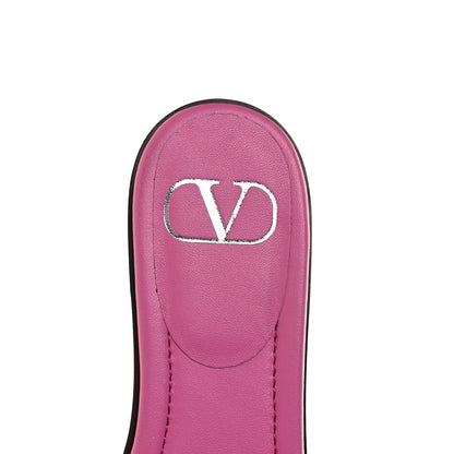 Valentino Garavani Patent Vlogo Flat Slide Sandals 36 Radiant Orchid 8 of 9