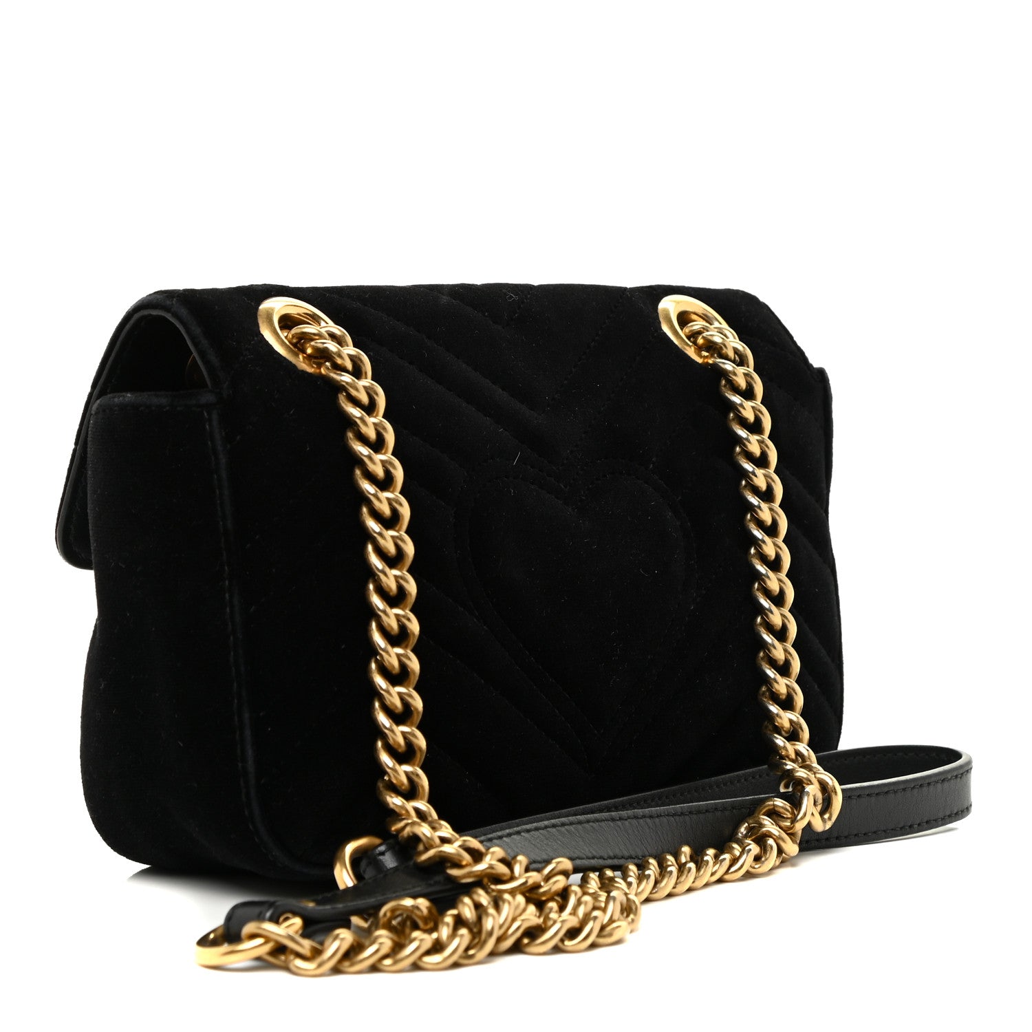 Gucci Velvet Matelasse Mini GG Marmont Shoulder Bag Black 2 of 19