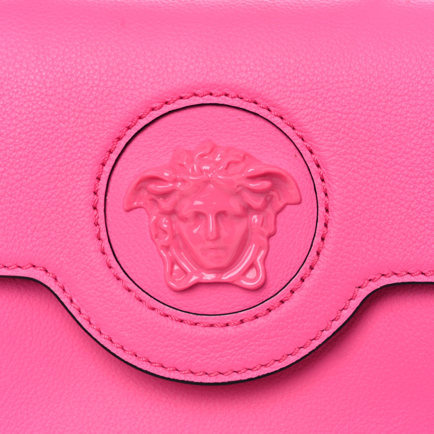 Versace Grained Calfskin Medusa Small Top Handle Handbag Cerise 7 of 13