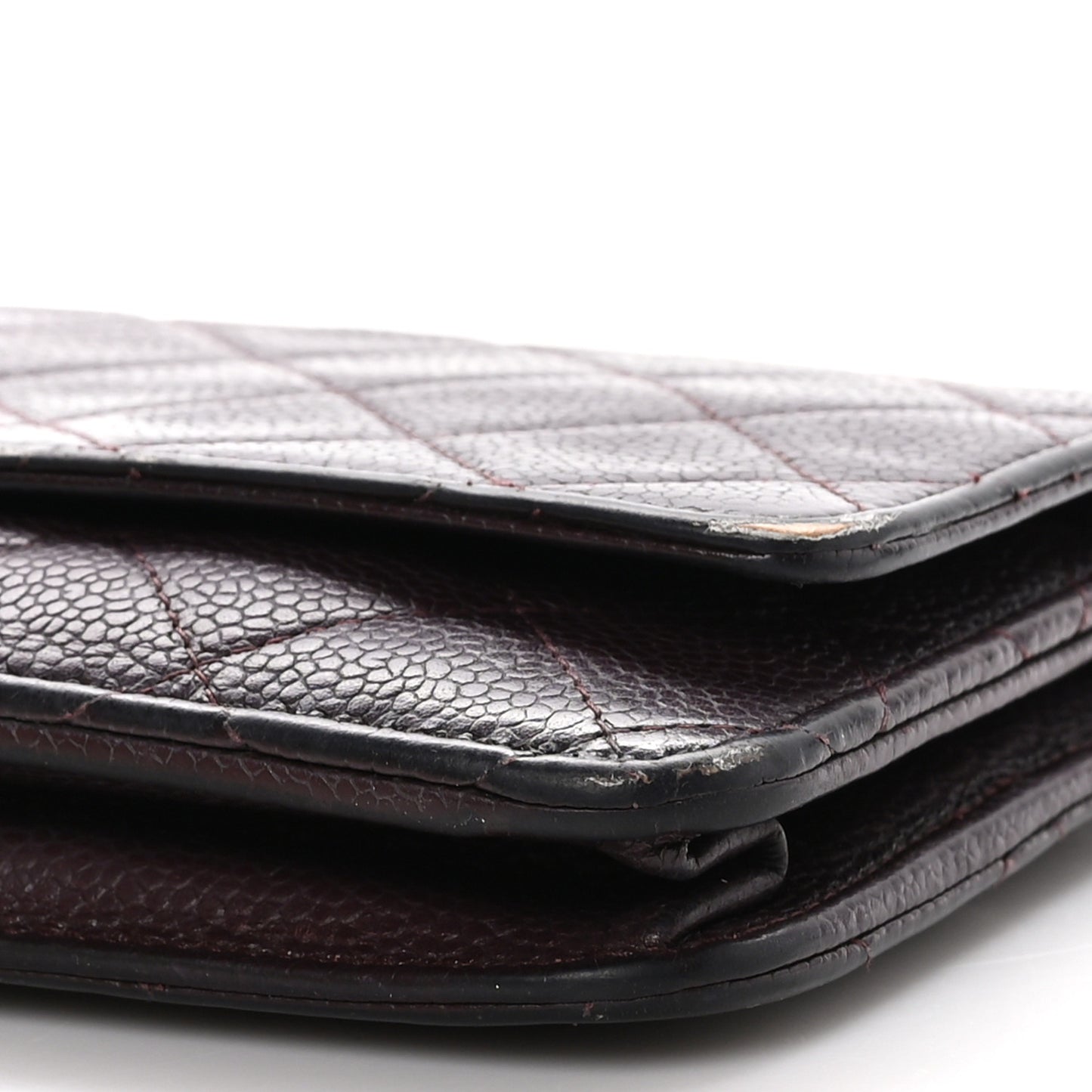 Caviar Quilted Wallet on Chain WOC Burgundy