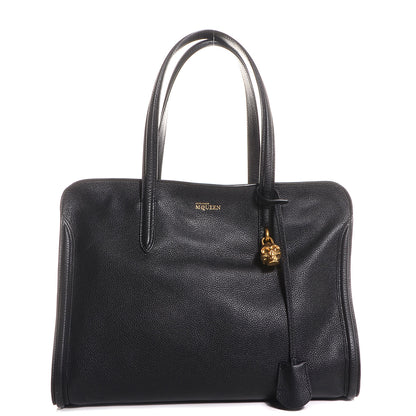 Alexander McQueen Pebbled Calfskin Skull Padlock Zip Around Tote Black 1 of 8