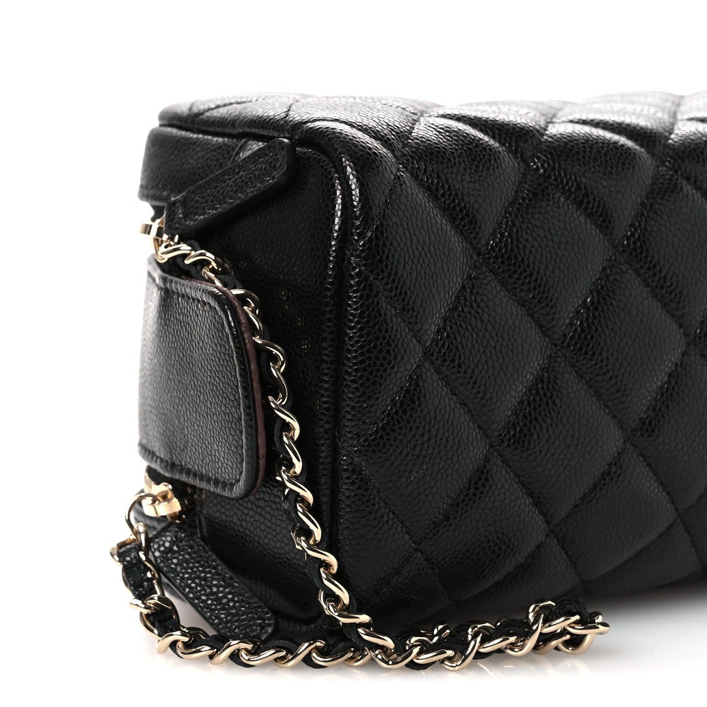 Caviar Quilted Double Zip Pouch Cosmetic Case Black Black