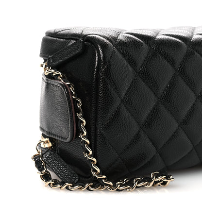 Chanel Caviar Quilted Double Zip Pouch Cosmetic Case Black Black 9 of 12