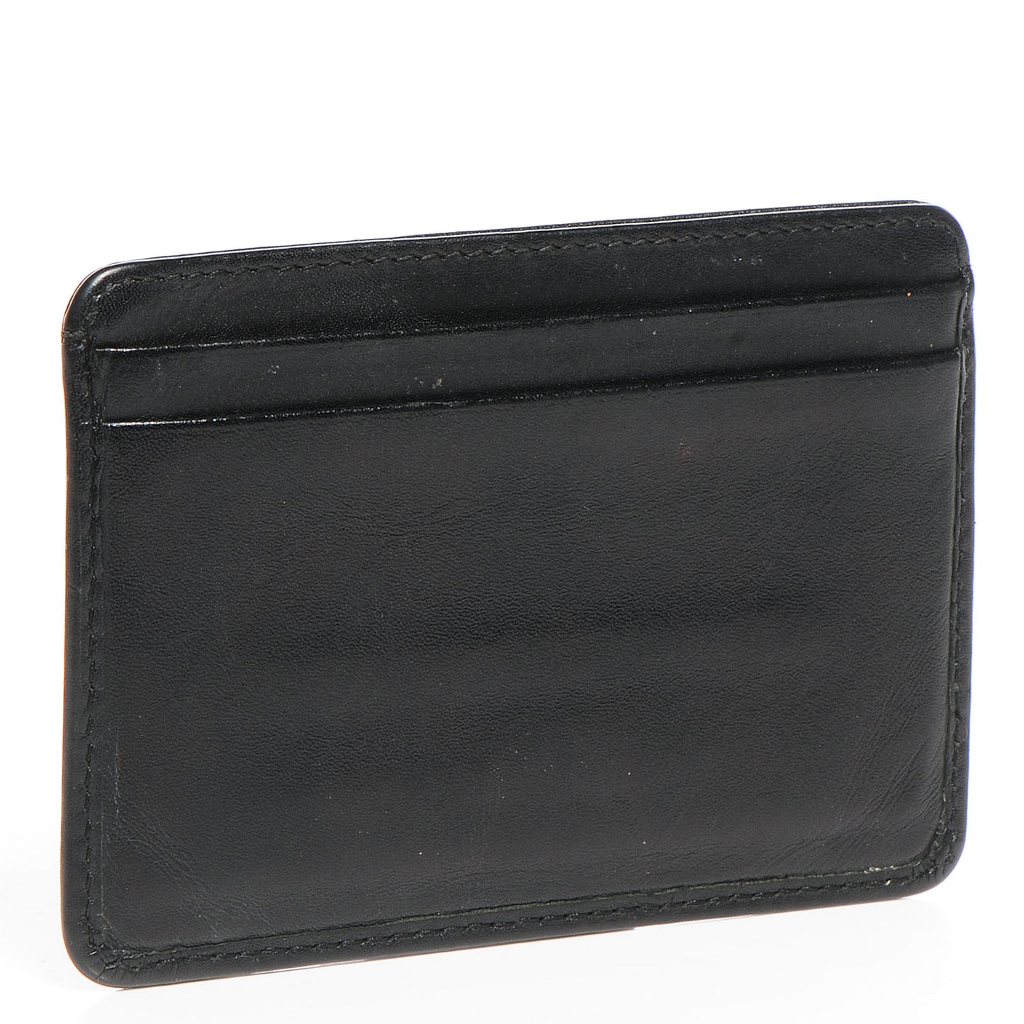 Calfskin Quilted Cambon Card Case Black