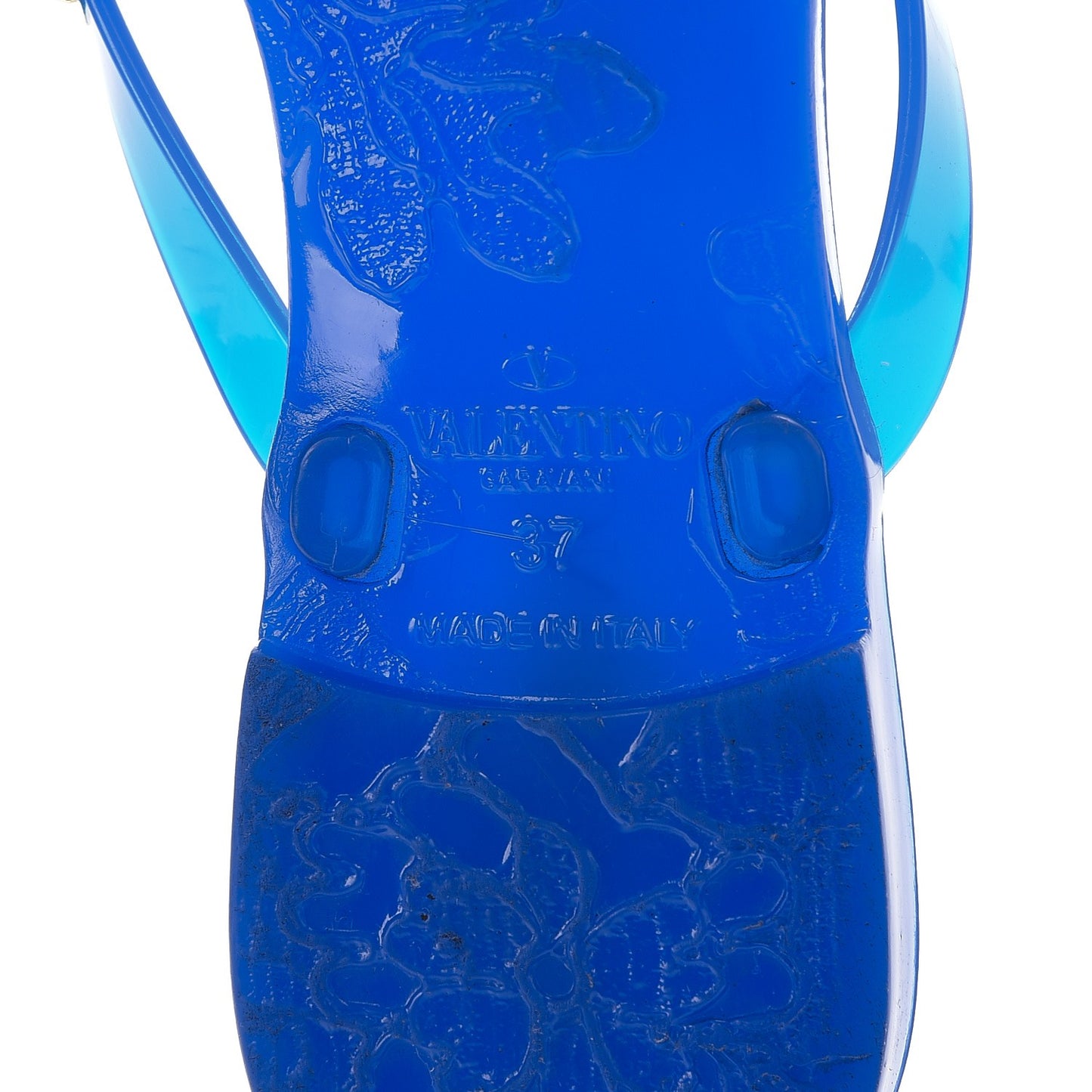 PVC Jelly Rockstud Bow Thong Sandals 37 Blue Fluo