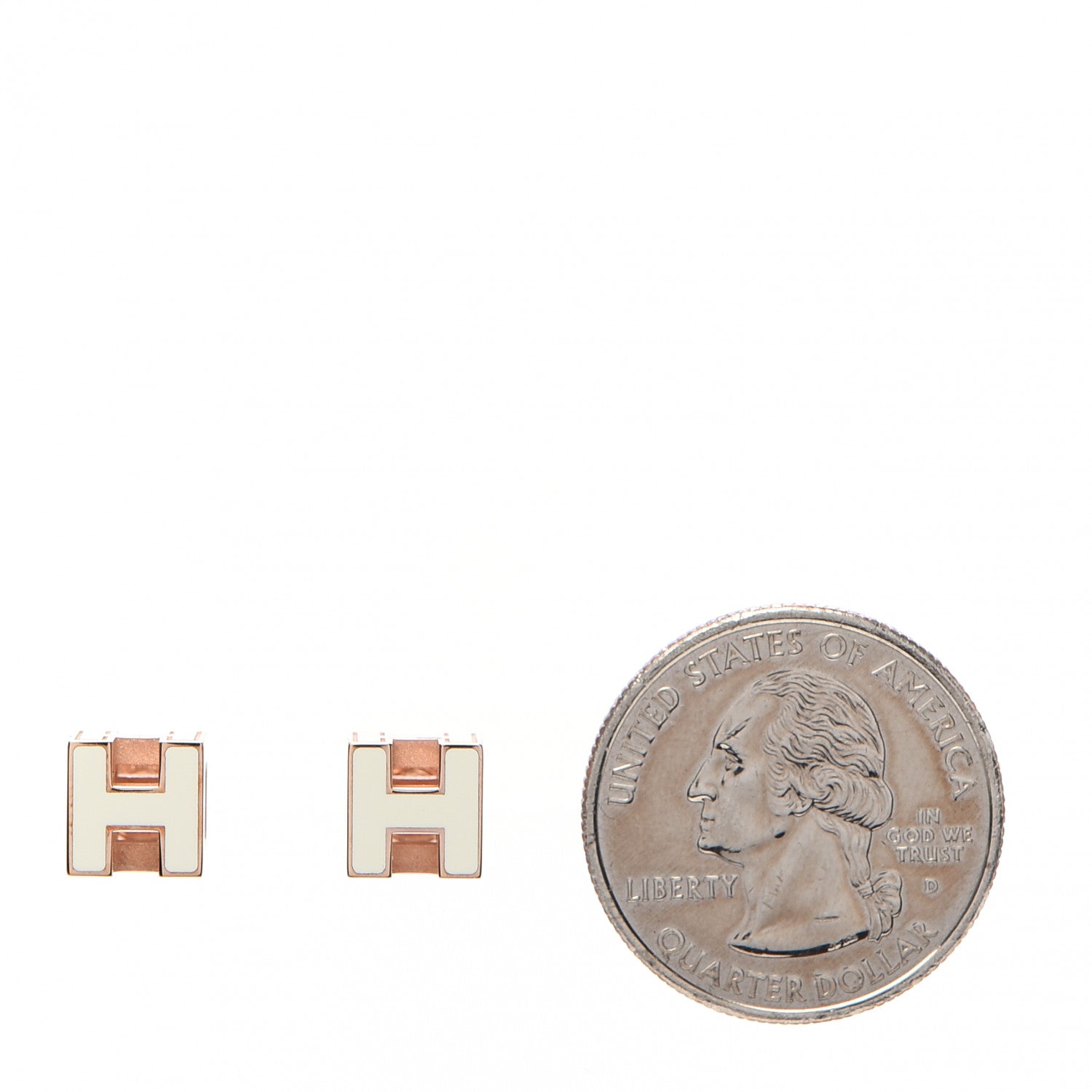 Hermes Rose Gold Plated Cage d'H Earrings White 2 of 5