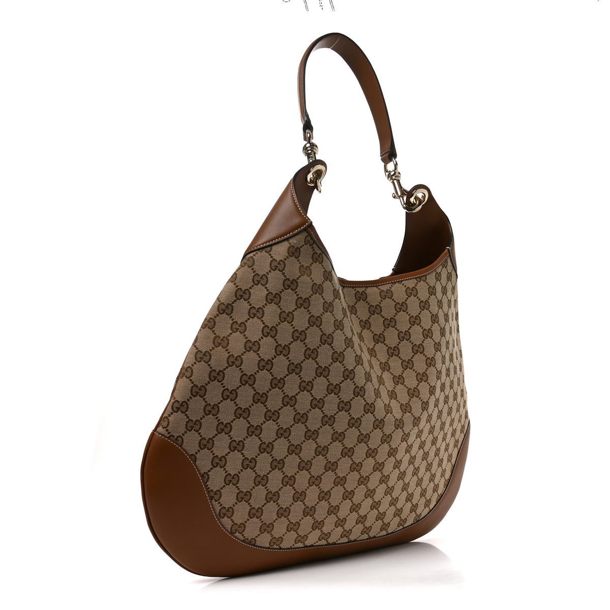 GG Supreme B Large Shoulder Bag Beige Dark Brown