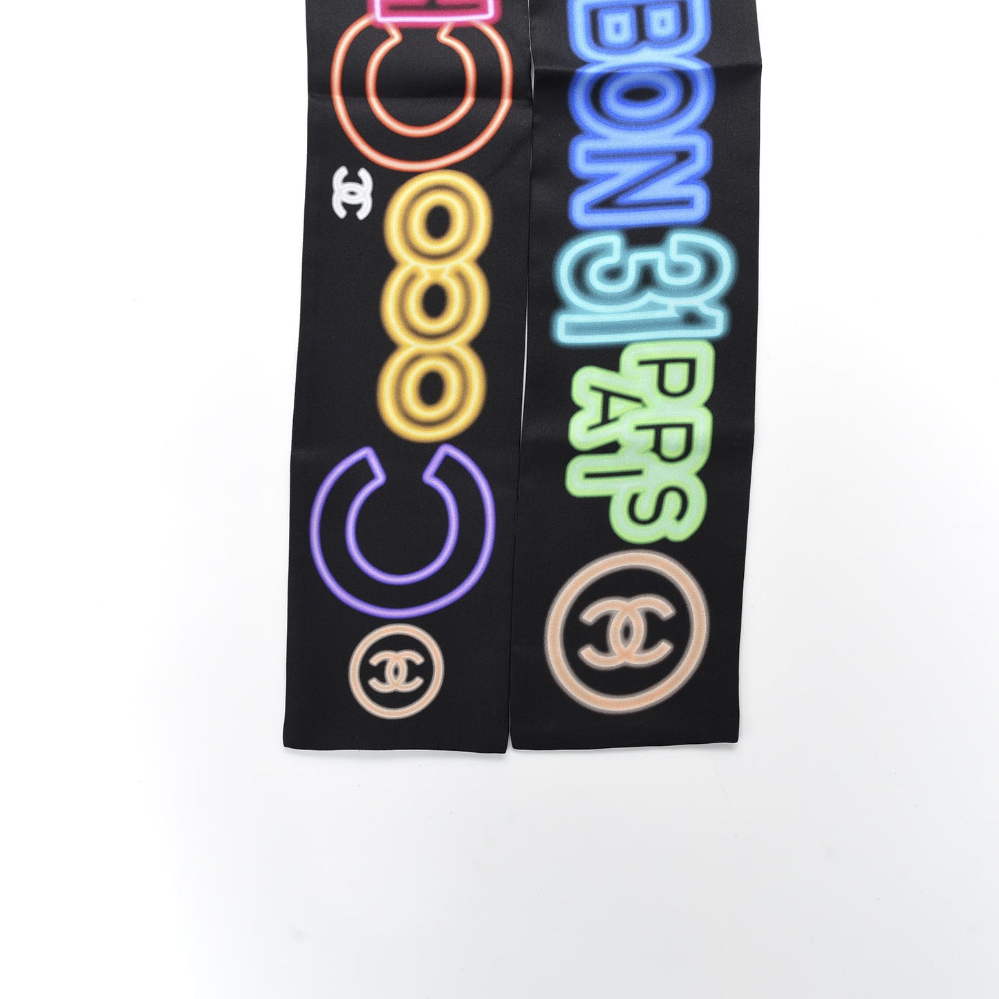 Silk Neon CC Bandeau Scarf Black Multicolor