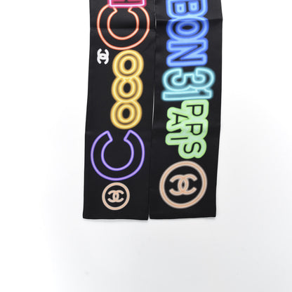 Chanel Silk Neon CC Bandeau Scarf Black Multicolor 2 of 3