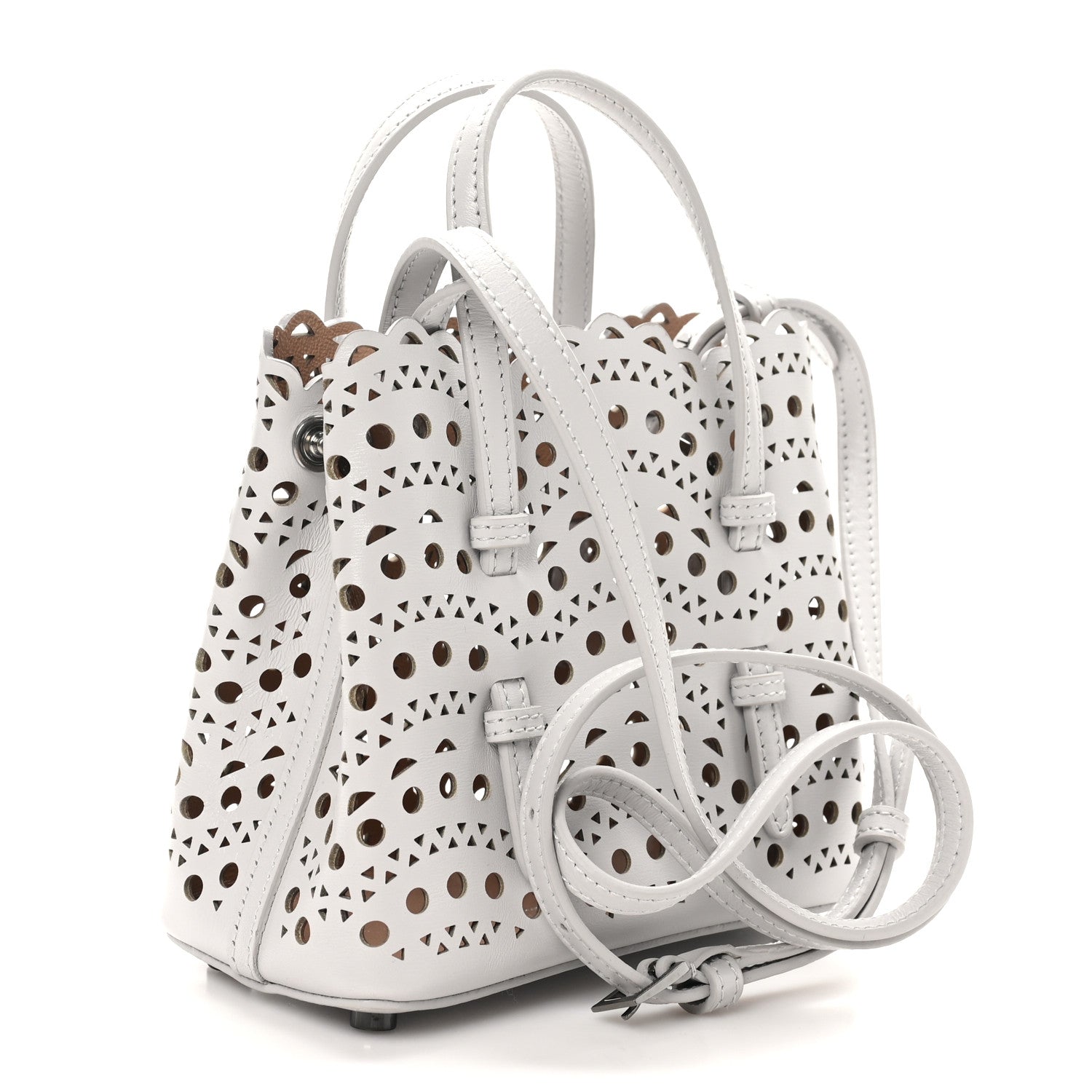 Alaia Calfskin Vienne Wave Mina 16 Bag Gris Perle 3 of 9