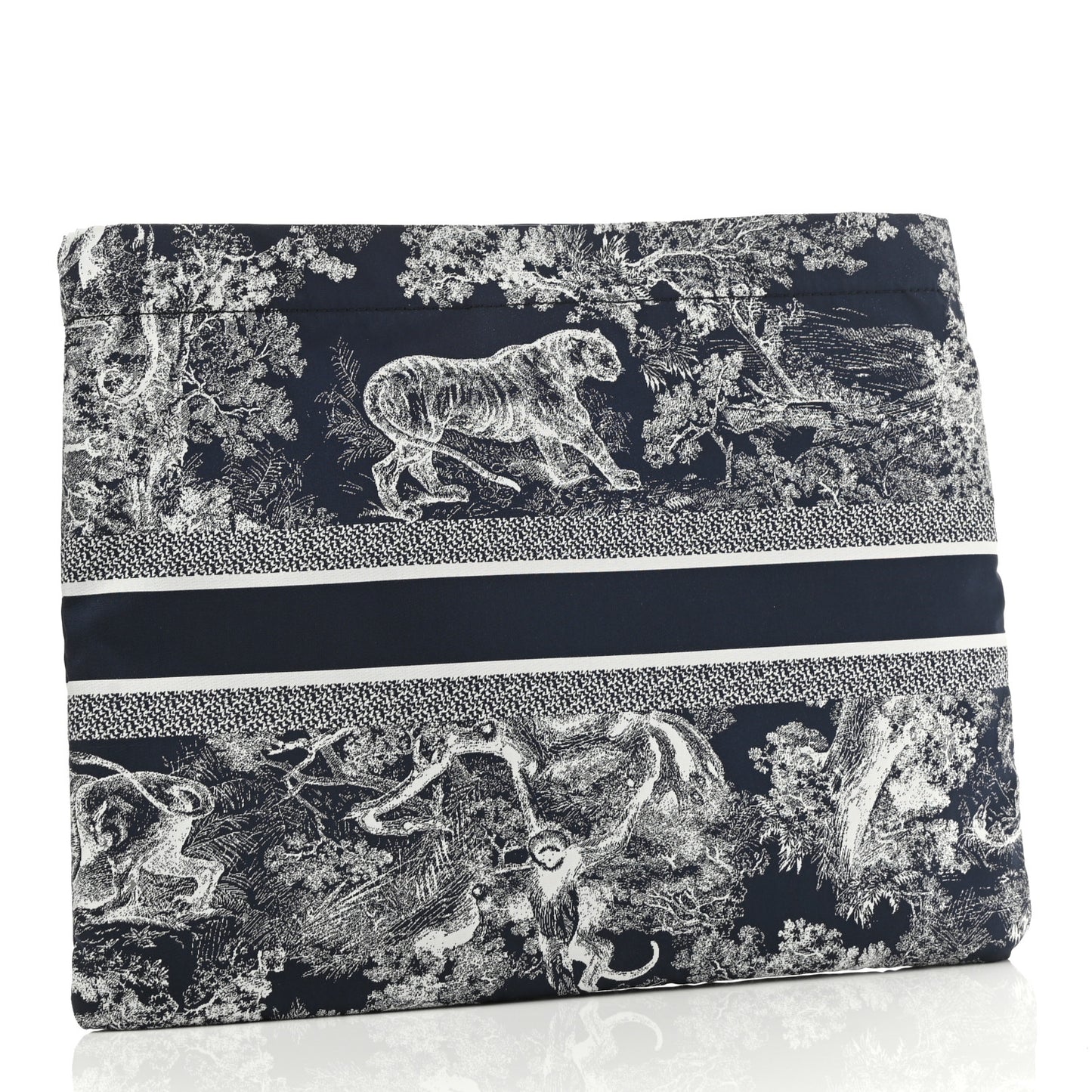 Embroidered Toile De Jouy Diortravel Zipped Pouch Blue