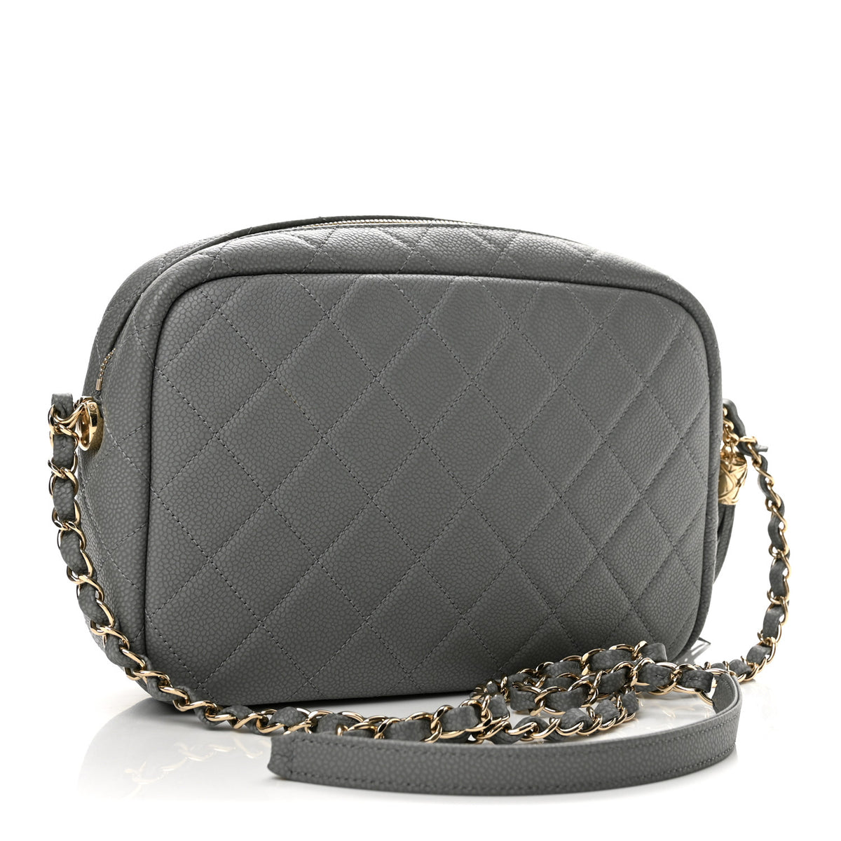 Chanel Iridescent Caviar Flat Quilted Small Coco Tassel Camera Case Grey 3 of 12