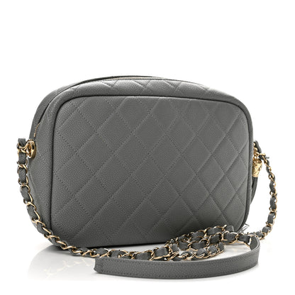 Chanel Iridescent Caviar Flat Quilted Small Coco Tassel Camera Case Grey 3 of 12