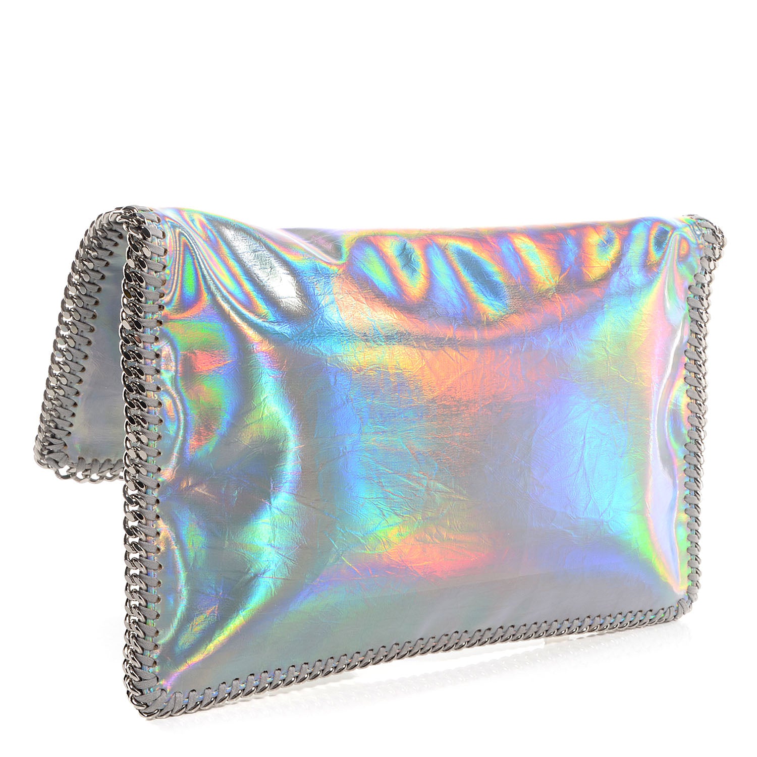 Stella McCartney Holographic Faux Leather Fold Over Falabella Clutch Silver 4 of 11